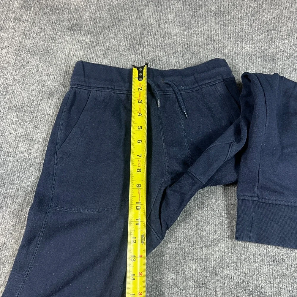 Gap Sweatpants Boys Medium Navy Blue Fleece‎ Lined Logo Tapered Leg Drawstring